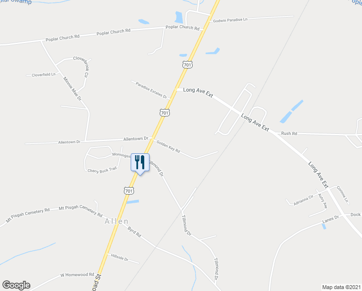 map of restaurants, bars, coffee shops, grocery stores, and more near 3885 Golden Key Road in Conway