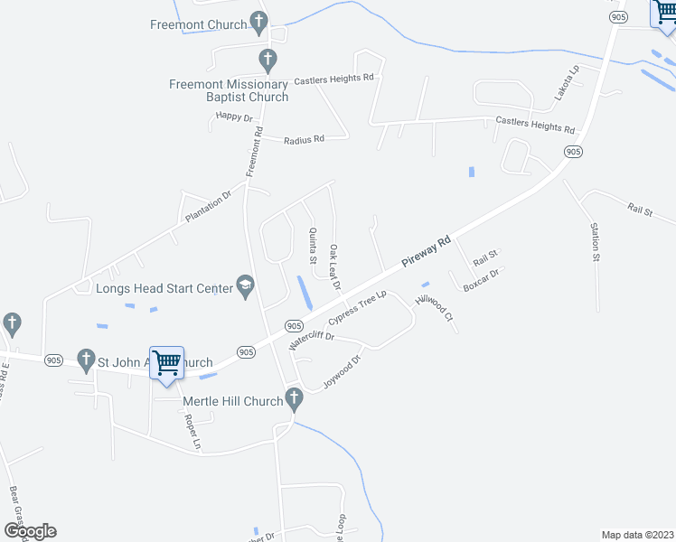 map of restaurants, bars, coffee shops, grocery stores, and more near 100 Oak Leaf Drive in Longs