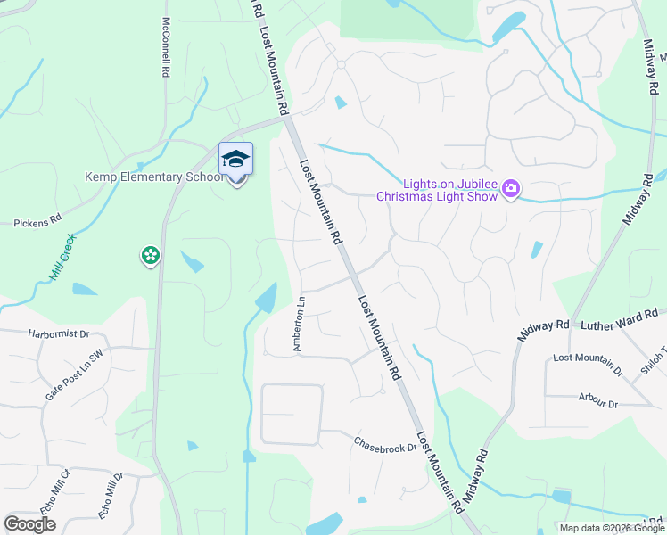 map of restaurants, bars, coffee shops, grocery stores, and more near 4951 Kingsbridge Court in Powder Springs