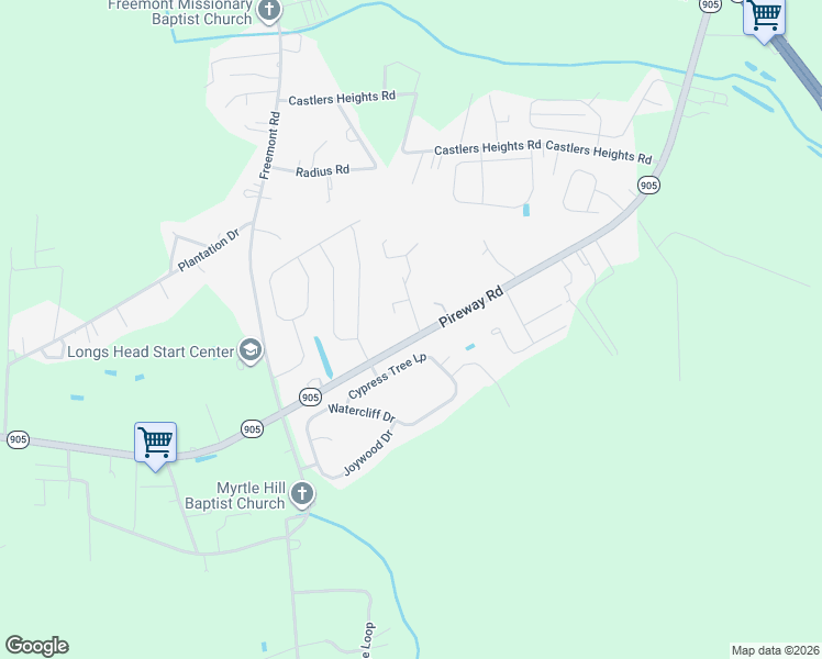 map of restaurants, bars, coffee shops, grocery stores, and more near 10287 South Carolina 905 in Longs