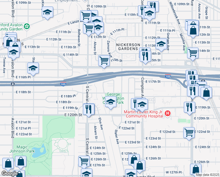 map of restaurants, bars, coffee shops, grocery stores, and more near 11727 Parmelee Avenue in Los Angeles
