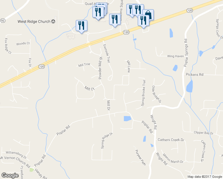 map of restaurants, bars, coffee shops, grocery stores, and more near 73 Mill Lane in Dallas