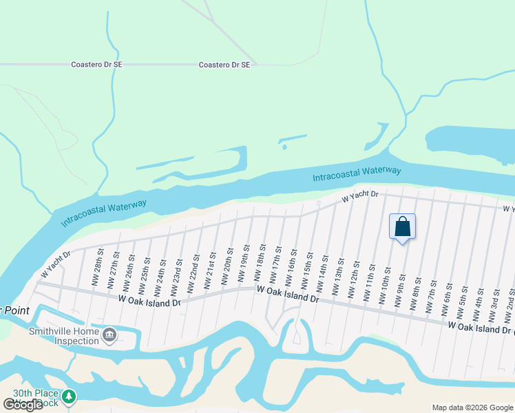 map of restaurants, bars, coffee shops, grocery stores, and more near 1808 West Yacht Drive in Oak Island