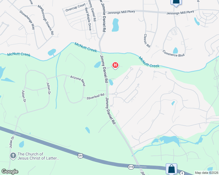 map of restaurants, bars, coffee shops, grocery stores, and more near 1600 Jimmy Daniel Road in Watkinsville