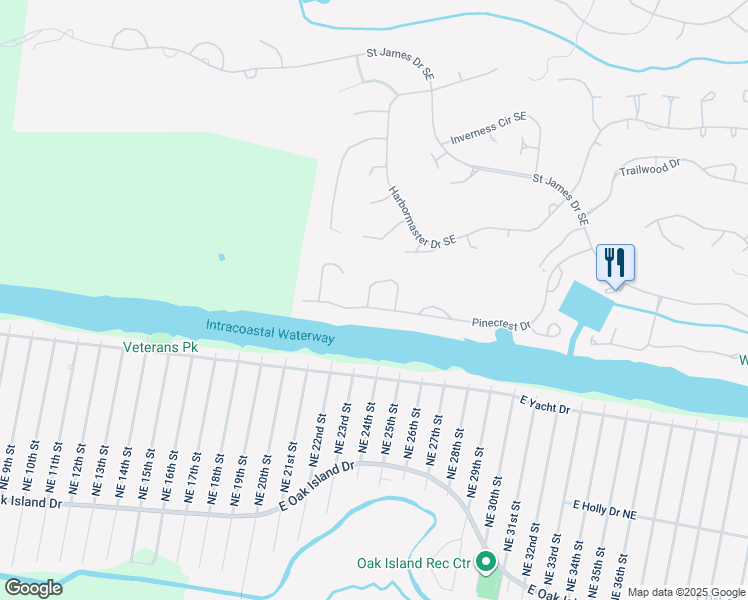 map of restaurants, bars, coffee shops, grocery stores, and more near 2758 Pinecrest Drive in Southport
