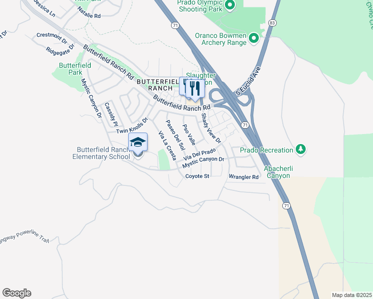 map of restaurants, bars, coffee shops, grocery stores, and more near 17977 Paseo Del Sol in Chino Hills