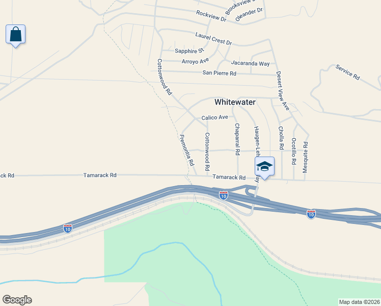 map of restaurants, bars, coffee shops, grocery stores, and more near 13388 Fremontia Road in Cabazon