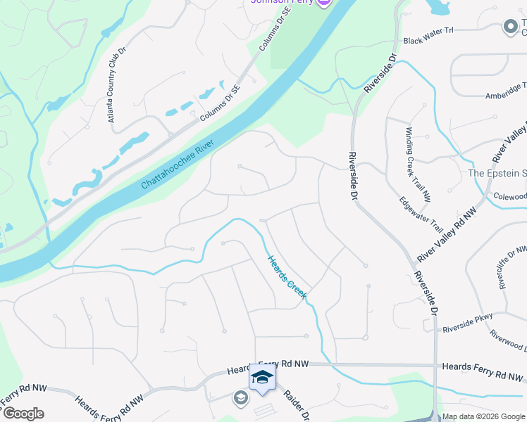 map of restaurants, bars, coffee shops, grocery stores, and more near 6280 Mountain Brook Lane Northwest in Sandy Springs