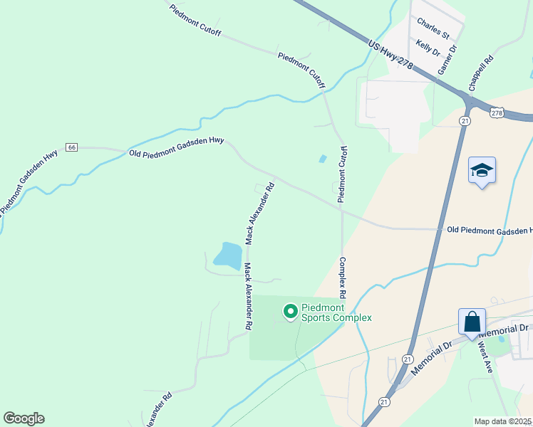 map of restaurants, bars, coffee shops, grocery stores, and more near 2000 Mack Alexander Road in Piedmont