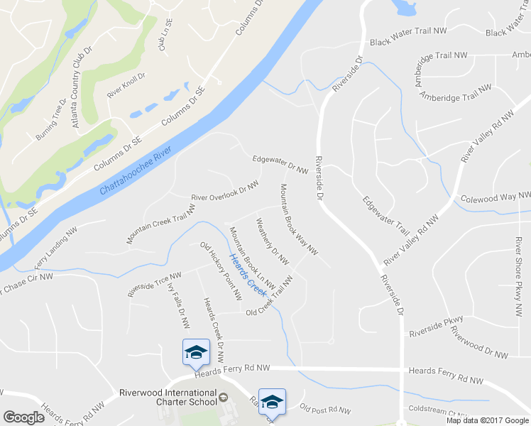 map of restaurants, bars, coffee shops, grocery stores, and more near 6295 Weatherly Drive Northwest in Atlanta