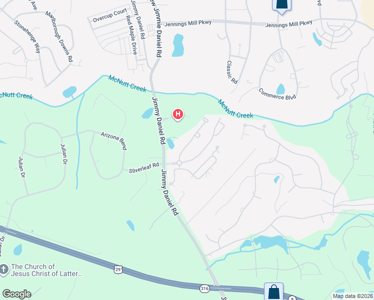 map of restaurants, bars, coffee shops, grocery stores, and more near 1225 Blackstone Way in Bogart