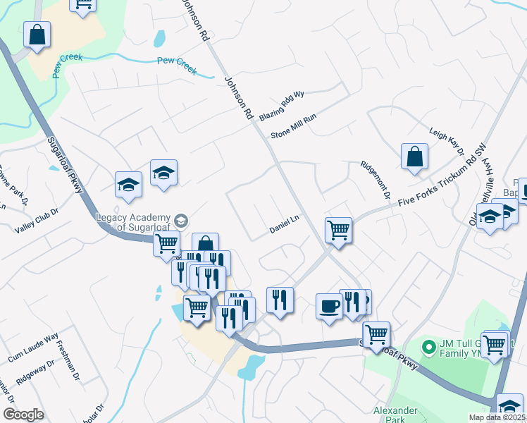 map of restaurants, bars, coffee shops, grocery stores, and more near 376 Paula Court in Lawrenceville