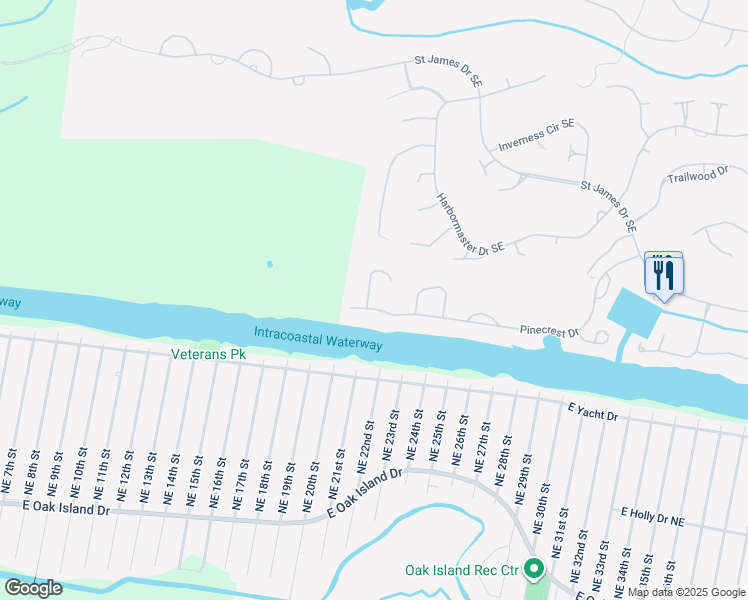 map of restaurants, bars, coffee shops, grocery stores, and more near 2742 Pinecrest Drive in Southport