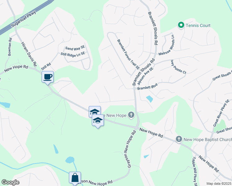 map of restaurants, bars, coffee shops, grocery stores, and more near 954 Josie court in Lawrenceville