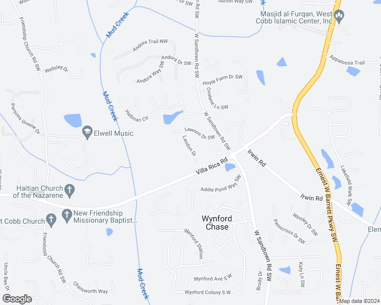 map of restaurants, bars, coffee shops, grocery stores, and more near 920 Landon Drive in Marietta