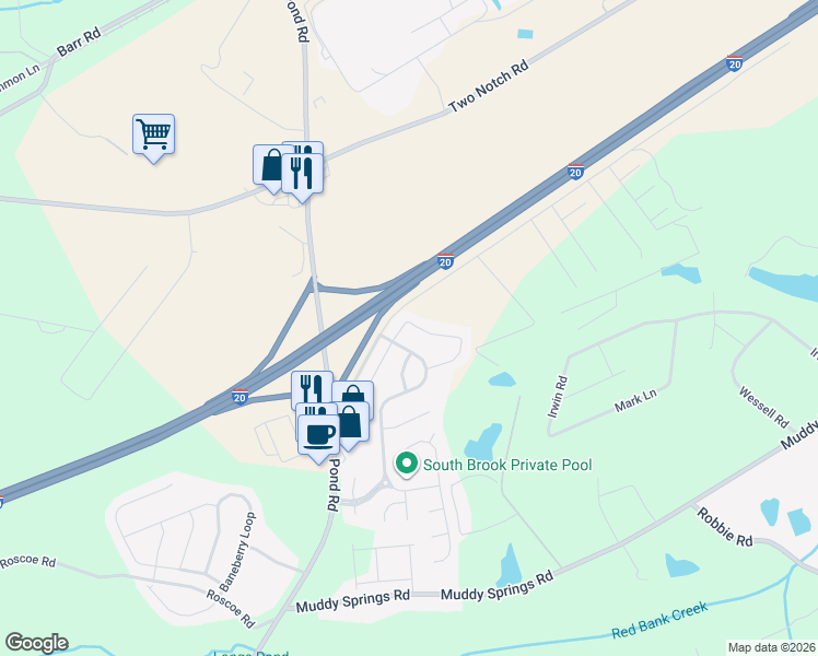 map of restaurants, bars, coffee shops, grocery stores, and more near 616 Twisted Oak Court in Lexington