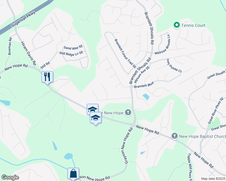 map of restaurants, bars, coffee shops, grocery stores, and more near 954 Josie court in Lawrenceville