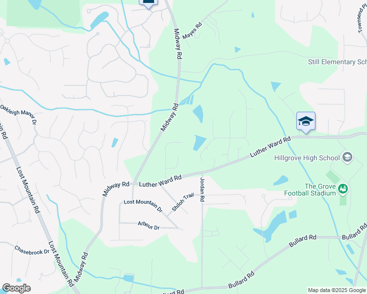 map of restaurants, bars, coffee shops, grocery stores, and more near 1077 Sweet Mia Lane in Powder Springs