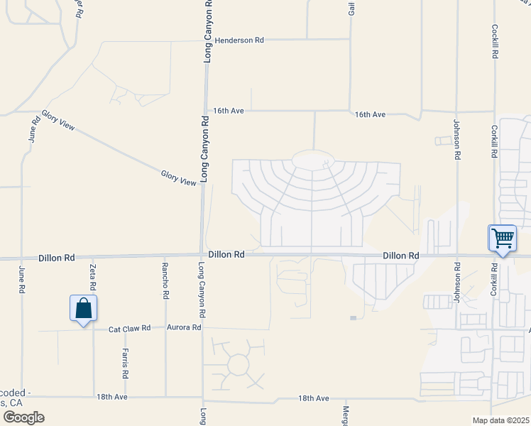 map of restaurants, bars, coffee shops, grocery stores, and more near 16730 Calle Casita in Desert Hot Springs