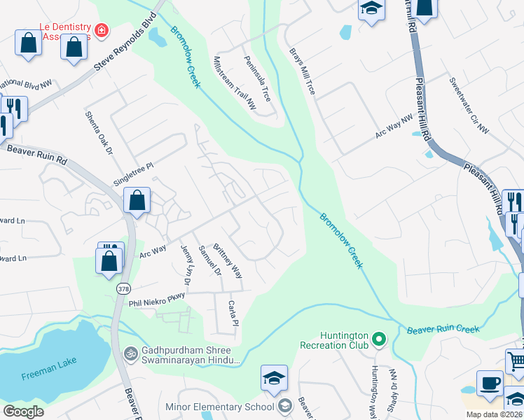 map of restaurants, bars, coffee shops, grocery stores, and more near 775 Heritage Valley Road in Norcross