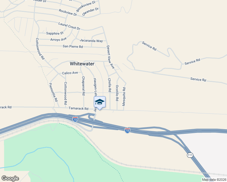 map of restaurants, bars, coffee shops, grocery stores, and more near 55844 Sagebrush Avenue in Whitewater