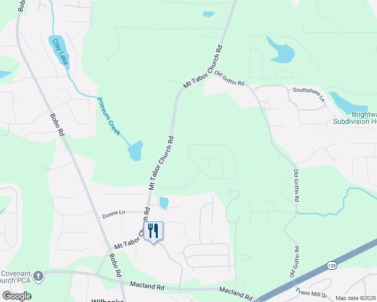 map of restaurants, bars, coffee shops, grocery stores, and more near 1370 Mount Tabor Church Road in Dallas