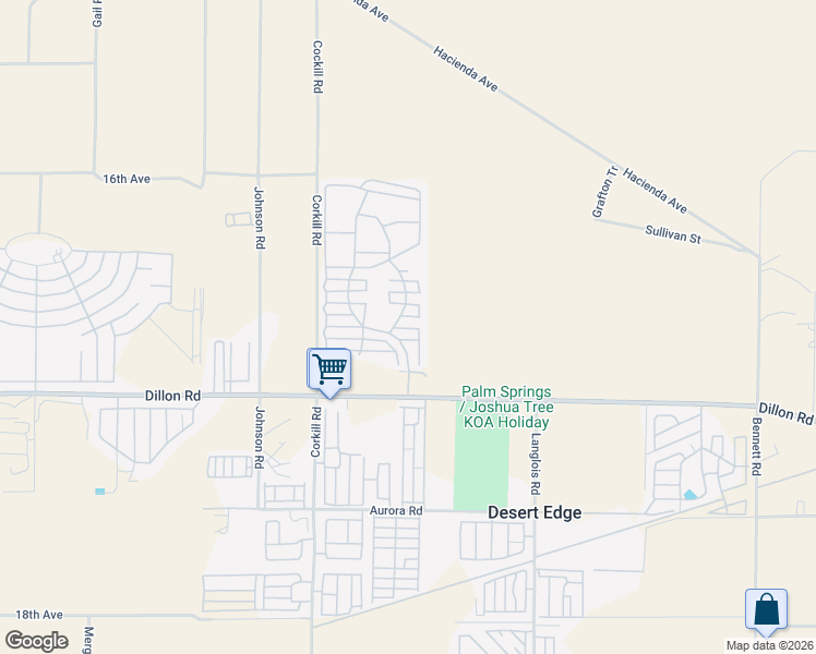 map of restaurants, bars, coffee shops, grocery stores, and more near 70200 Dillon Road in Desert Hot Springs