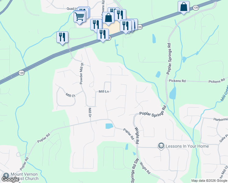 map of restaurants, bars, coffee shops, grocery stores, and more near 88 Linville Pointe in Dallas