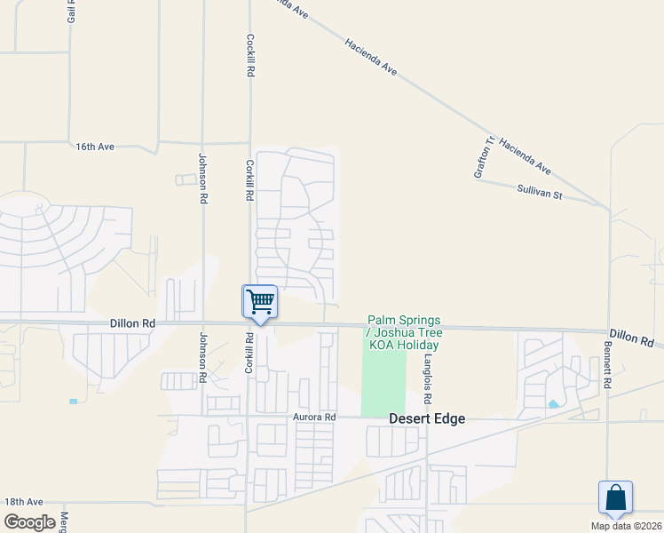 map of restaurants, bars, coffee shops, grocery stores, and more near 70200 Dillon Road in Desert Hot Springs