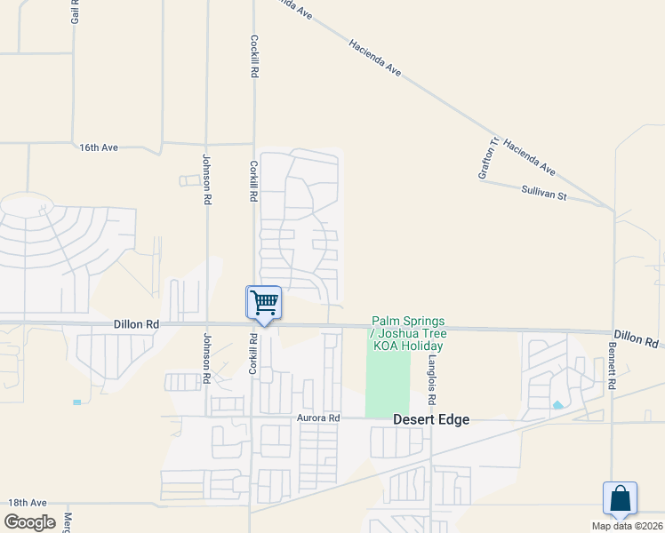 map of restaurants, bars, coffee shops, grocery stores, and more near 70200 Dillon Road in Desert Hot Springs