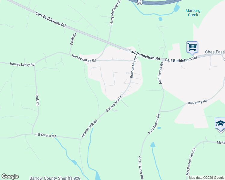 map of restaurants, bars, coffee shops, grocery stores, and more near 889 Briscoe Mill Road in Bethlehem