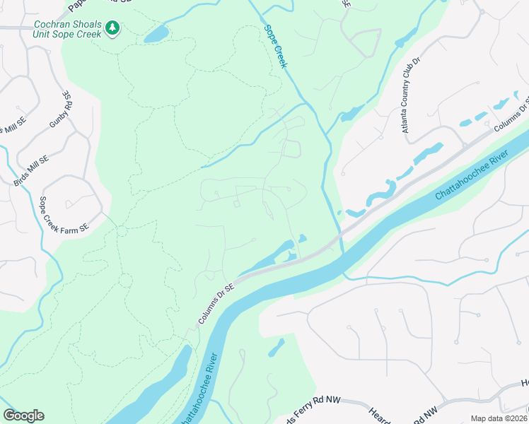 map of restaurants, bars, coffee shops, grocery stores, and more near 5616 River Heights Crossing Southeast in Marietta