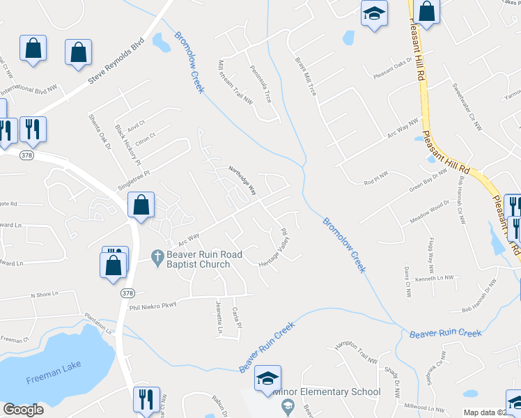 map of restaurants, bars, coffee shops, grocery stores, and more near 775 Heritage Valley Road in Norcross