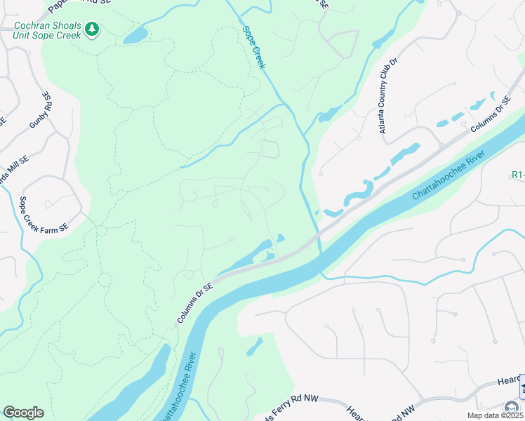map of restaurants, bars, coffee shops, grocery stores, and more near 2022 River Heights Walk Southeast in Marietta