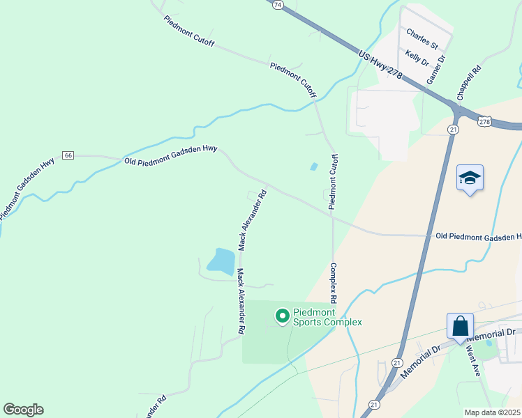 map of restaurants, bars, coffee shops, grocery stores, and more near 2000 Mack Alexander Road in Piedmont