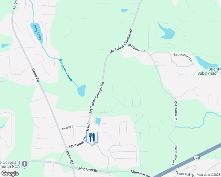 map of restaurants, bars, coffee shops, grocery stores, and more near 1370 Mount Tabor Church Road in Dallas