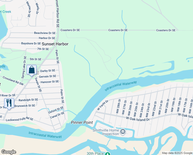 map of restaurants, bars, coffee shops, grocery stores, and more near 760 Brisa Way Southeast in Bolivia