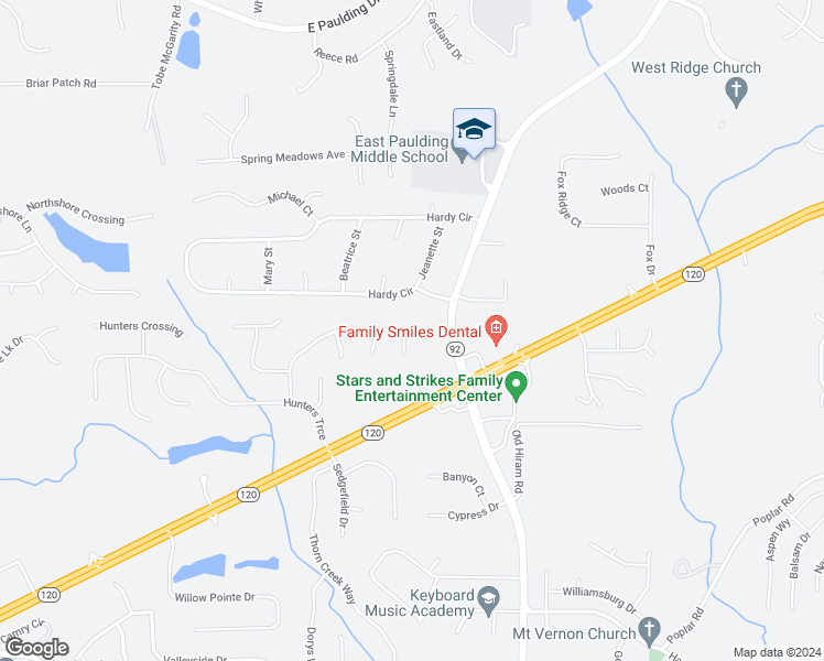 map of restaurants, bars, coffee shops, grocery stores, and more near 375 Hunters Creek in Dallas