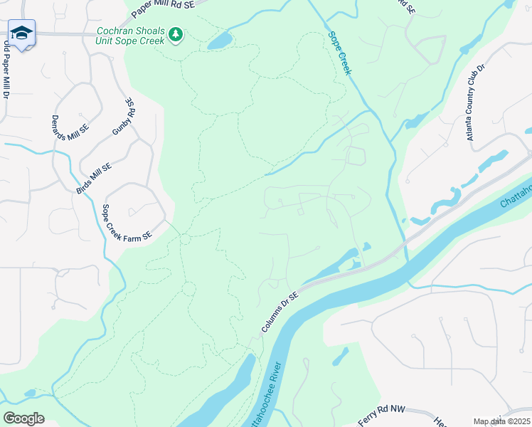 map of restaurants, bars, coffee shops, grocery stores, and more near 1101 Riverview Drive in Marietta