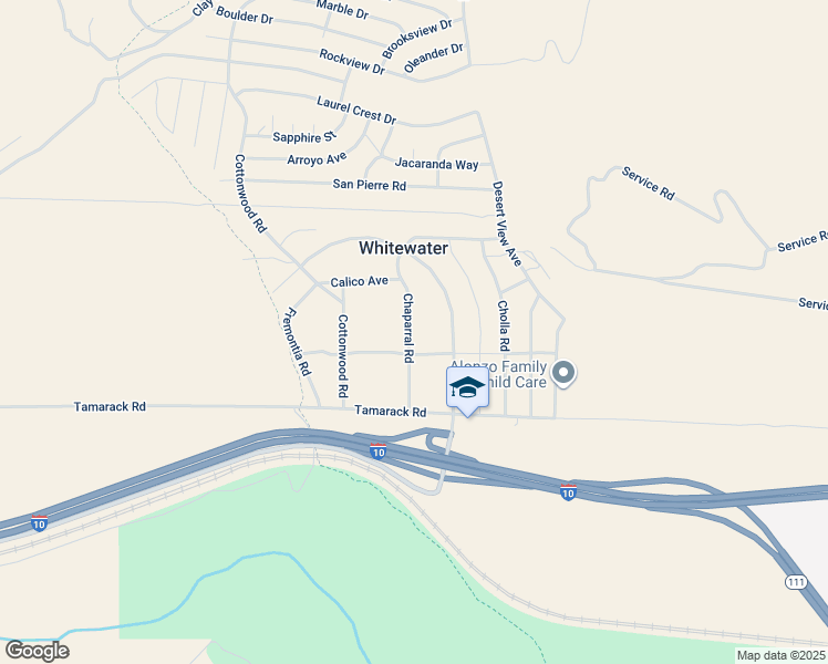 map of restaurants, bars, coffee shops, grocery stores, and more near 13308 Chaparral Road in Whitewater