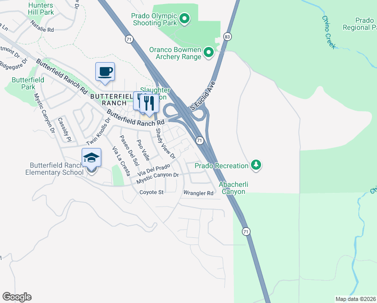 map of restaurants, bars, coffee shops, grocery stores, and more near in Chino Hills