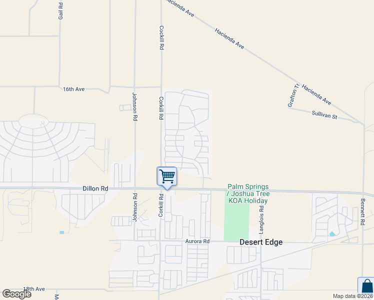 map of restaurants, bars, coffee shops, grocery stores, and more near 70200 Dillon Road in Desert Hot Springs