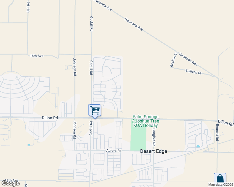 map of restaurants, bars, coffee shops, grocery stores, and more near 70200 Dillon Road in Desert Hot Springs
