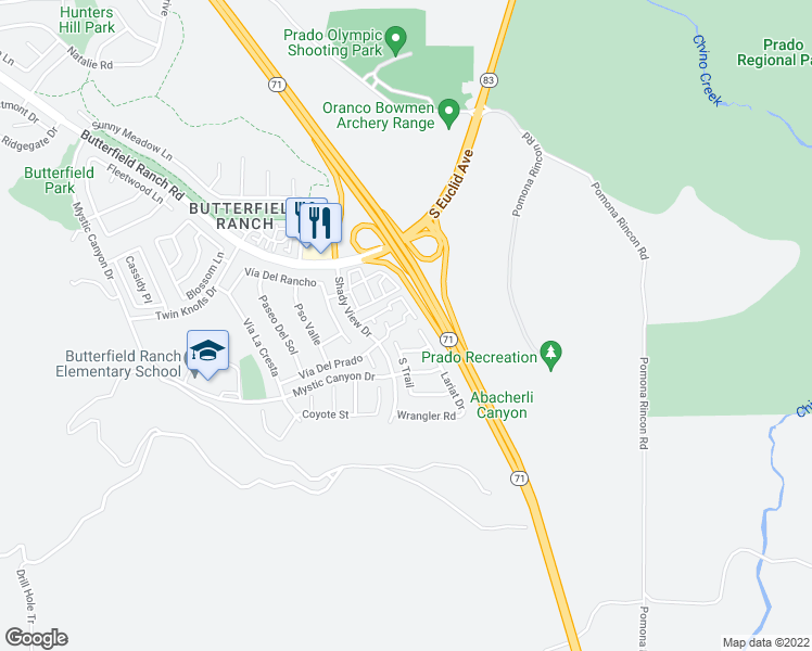 map of restaurants, bars, coffee shops, grocery stores, and more near 17883 Graystone Avenue in Chino Hills