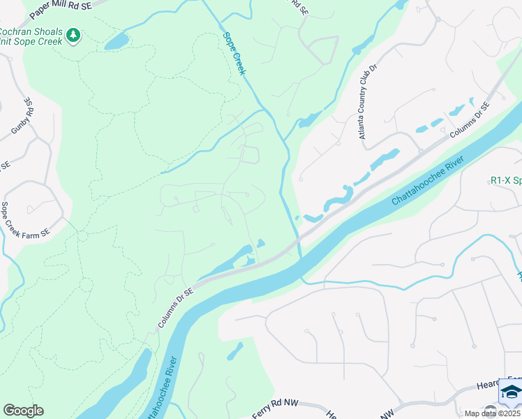 map of restaurants, bars, coffee shops, grocery stores, and more near 2062 River Heights Walk Southeast in Marietta