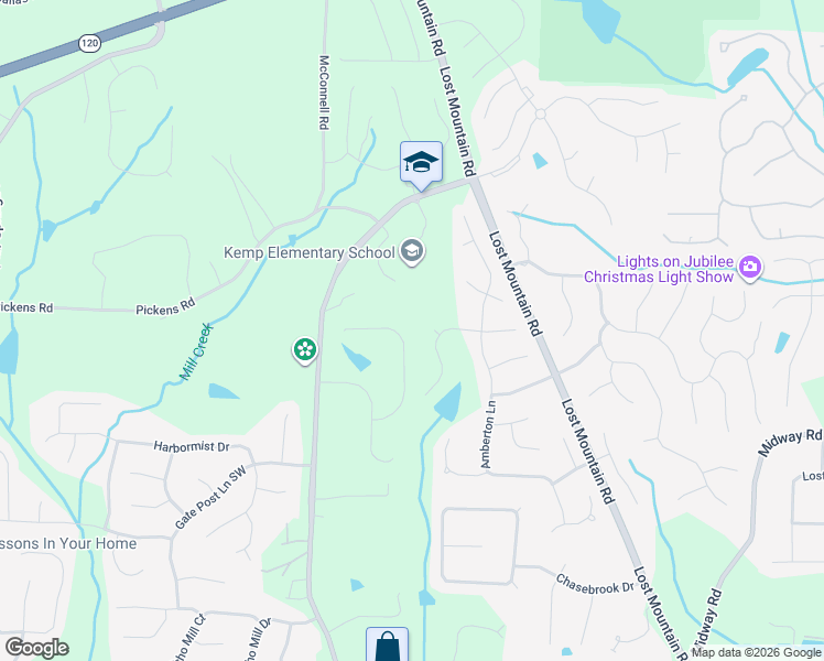 map of restaurants, bars, coffee shops, grocery stores, and more near 1083 Meadow Grass Lane in Powder Springs