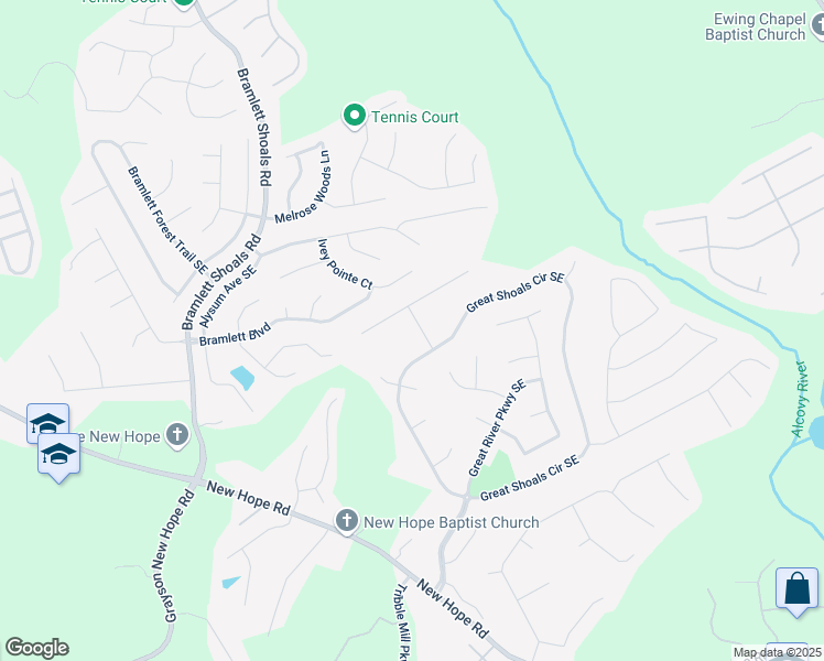 map of restaurants, bars, coffee shops, grocery stores, and more near 929 Rolling Branch Way Southeast in Lawrenceville