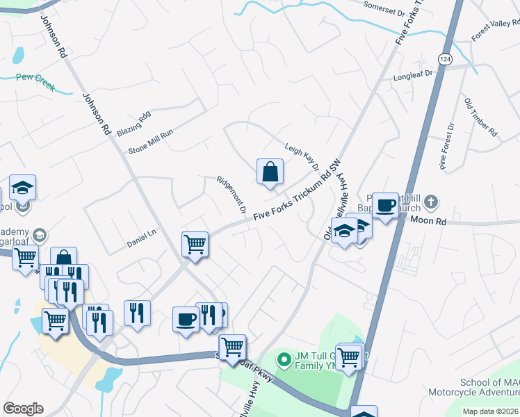 map of restaurants, bars, coffee shops, grocery stores, and more near 1060 Lisa Kay Drive in Lawrenceville