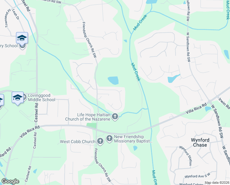 map of restaurants, bars, coffee shops, grocery stores, and more near 3424 Conley Downs Drive in Powder Springs