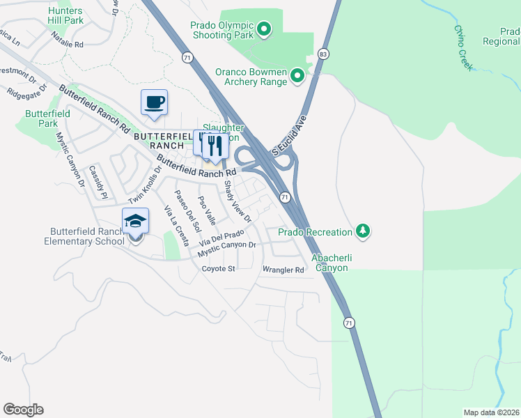 map of restaurants, bars, coffee shops, grocery stores, and more near 17875 Concordia Way in Chino Hills